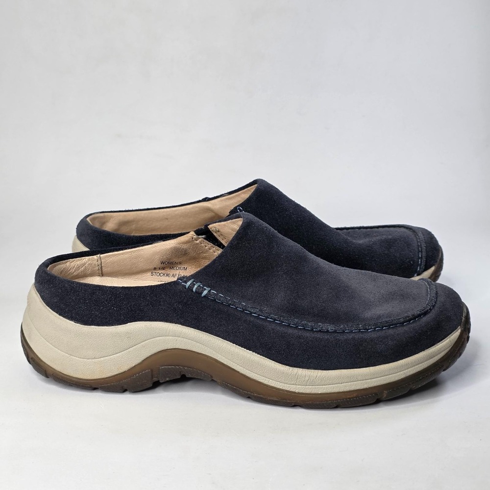 LL Bean Women's Shoes Size 8.5 Medium Navy Blue Suede Slip On Slippers Comfort